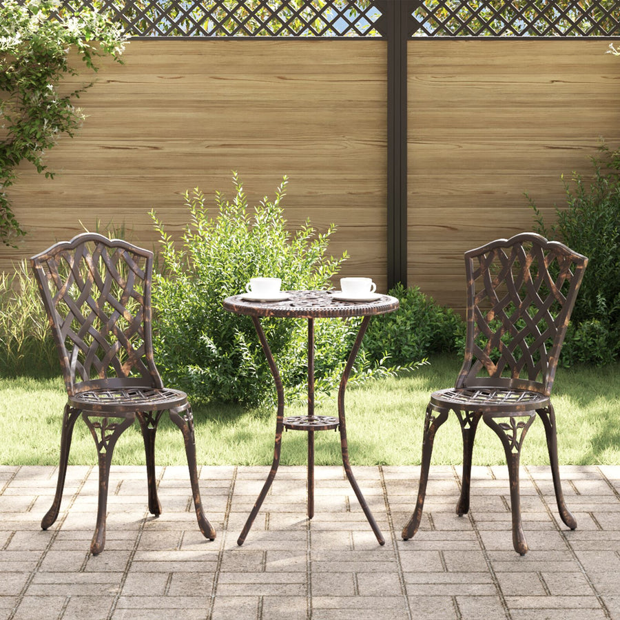 3-Delige Bistro Set Voor In De Tuin - Gietaluminium Brons