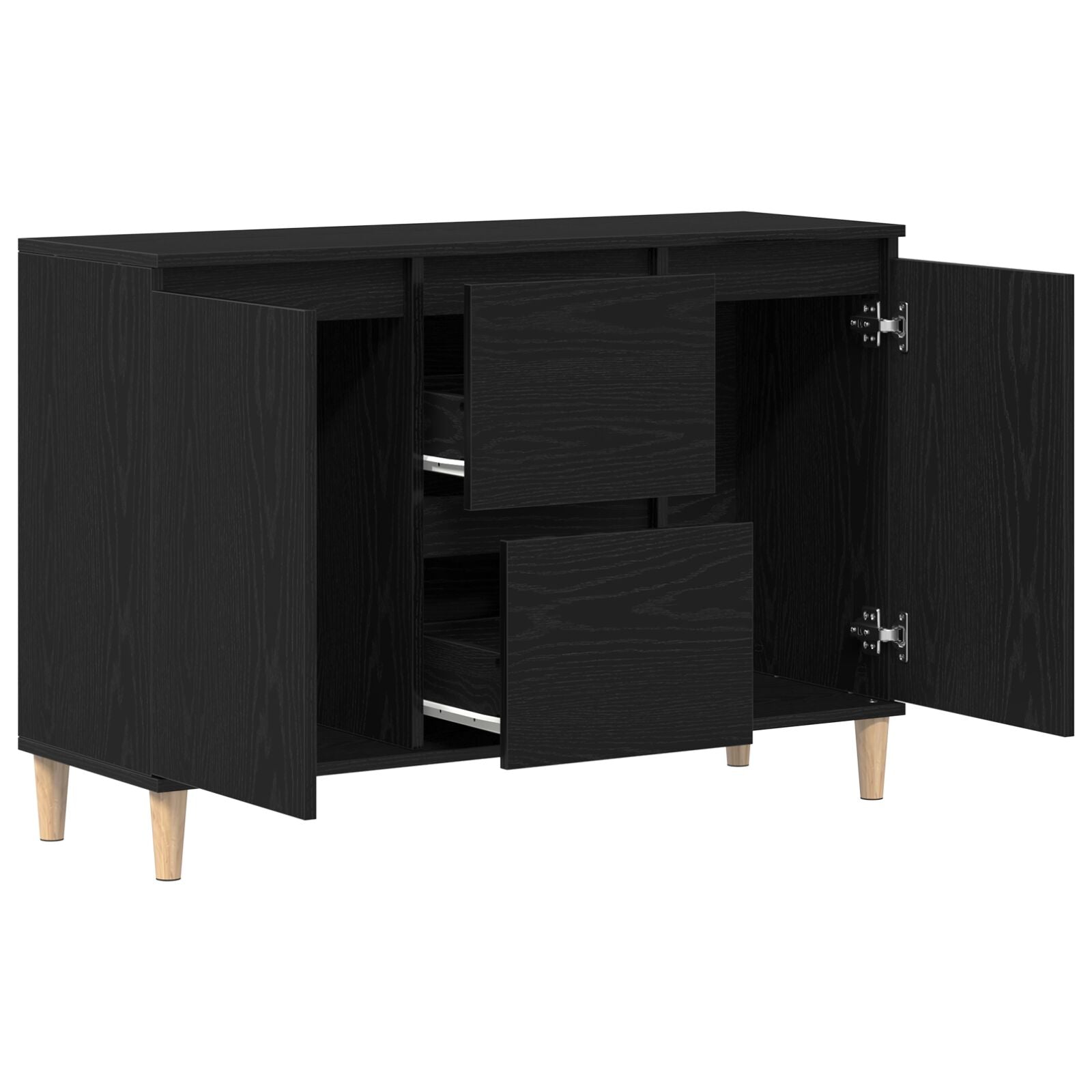Dressoir Zwart Eiken 101X35X60 Cm Geengineerd Hout