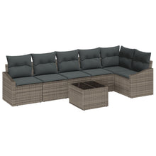 6-Delige Tuin Eetset Met Kussens Zwart Poly Rieten Grijs met tafel