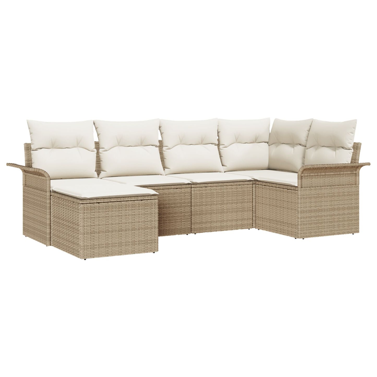 6-Delige Tuin Sofa Set Met Kussens Beige Poly Rattan