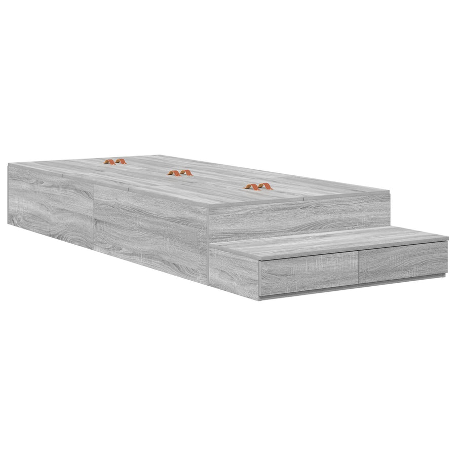 Opbergbedframe Grijs Sonoma Bewerkt Hout 236,5 X 100 X 31,5 Cm Artisanaal Eiken
