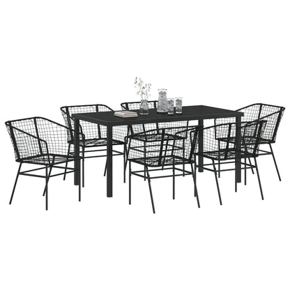Set Van 4 Zwart Pe Rattan Middel Uv-Bestendig Tuinstoel