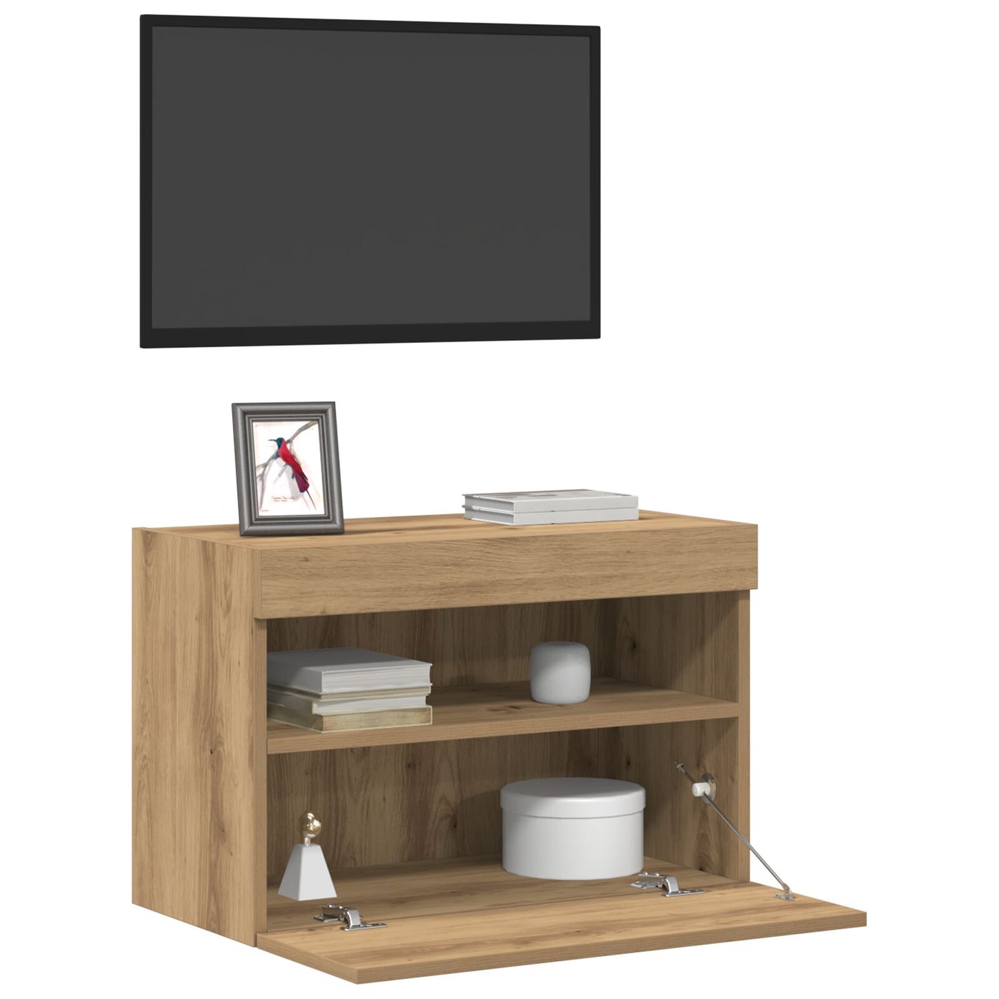 Tv Wandkasten Met Led-Verlichting 2 Stuks Artisan Eiken