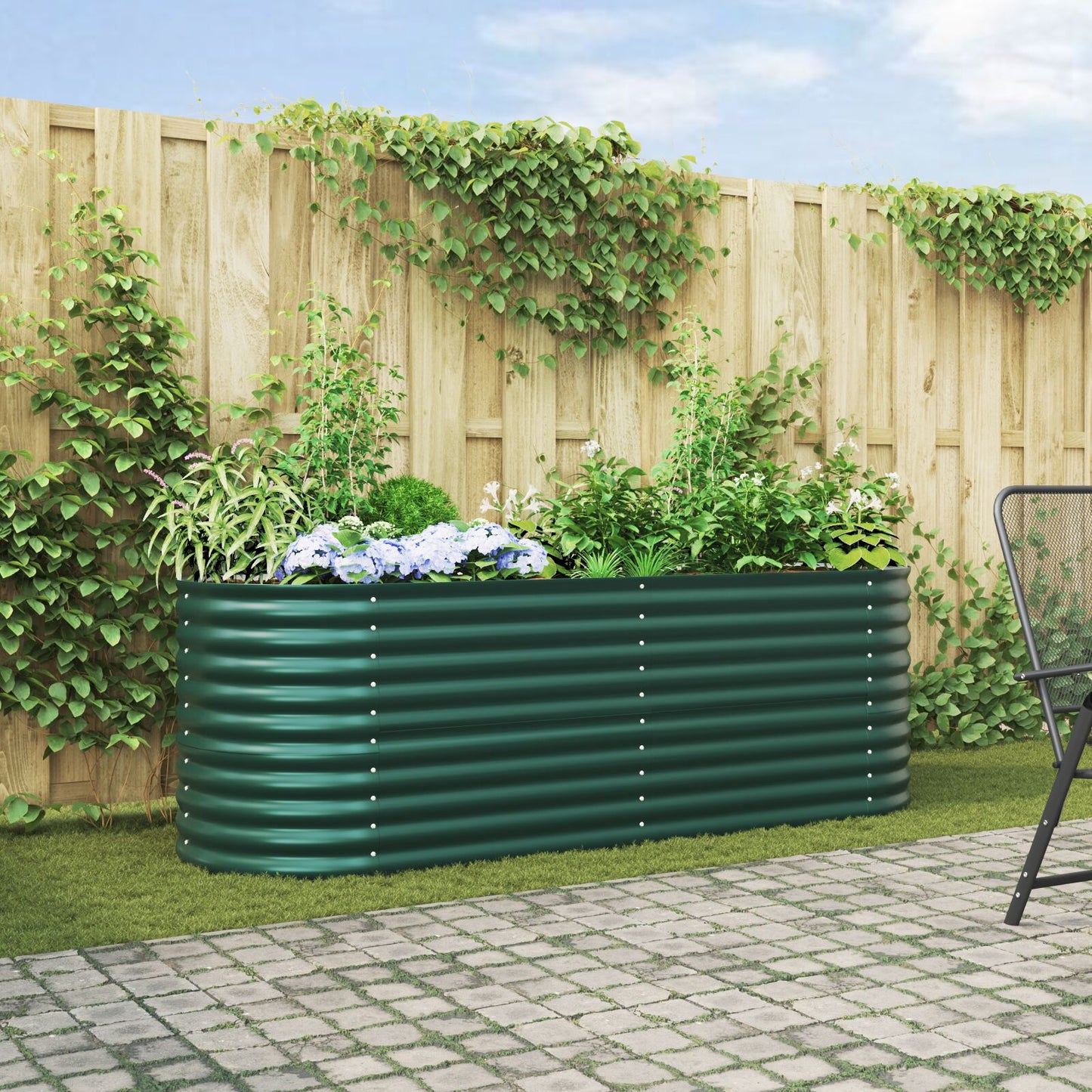 Tuin Verhoogd Bed Gegalvaniseerd Staal 240 x 80 x 81 cm Groen