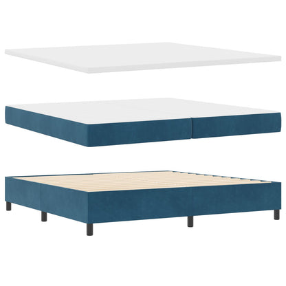 Boxspringbed Met Matras Donkerblauw 200X200 Cm Fluweel Blauw