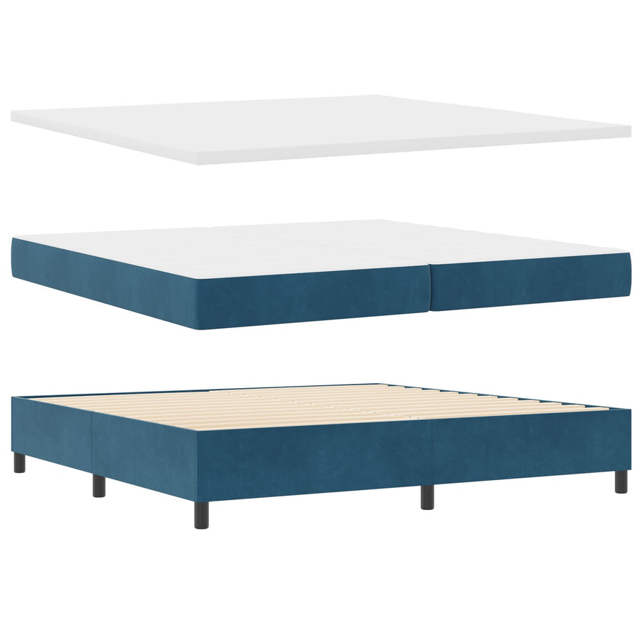 Boxspringbed Met Matras Donkerblauw 200X200 Cm Fluweel Blauw