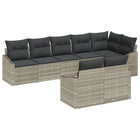 Loungebank set 8 personen lichtgrijs polyrattan