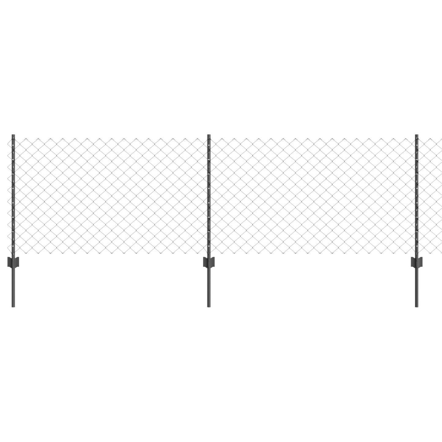 Kettinglink Hek Met 10 U-Palen Grijs 0.8X10 M Staal