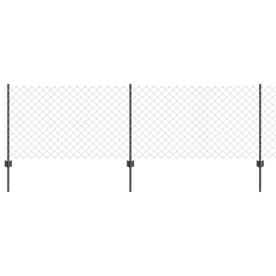Kettinglink Hek Met 10 U-Palen Grijs 0.8X10 M Staal