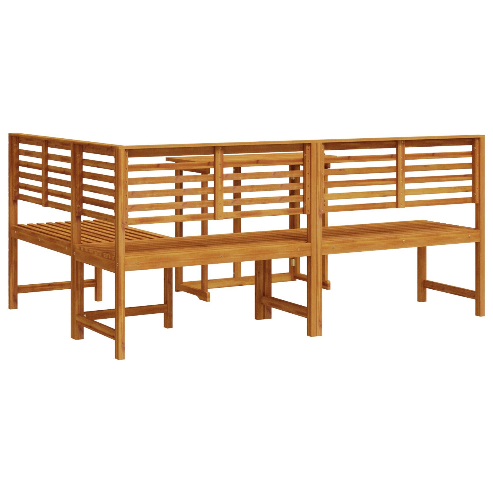 3-Delige Tuin Bistro Set Van Massief Acaciahout zonder kussen Tafel + 2x Bank