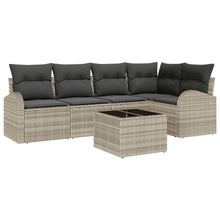 6-Delige Tuin Sofa Set Met Kussens Grijs Poly Rattan Licht grijs met tafel