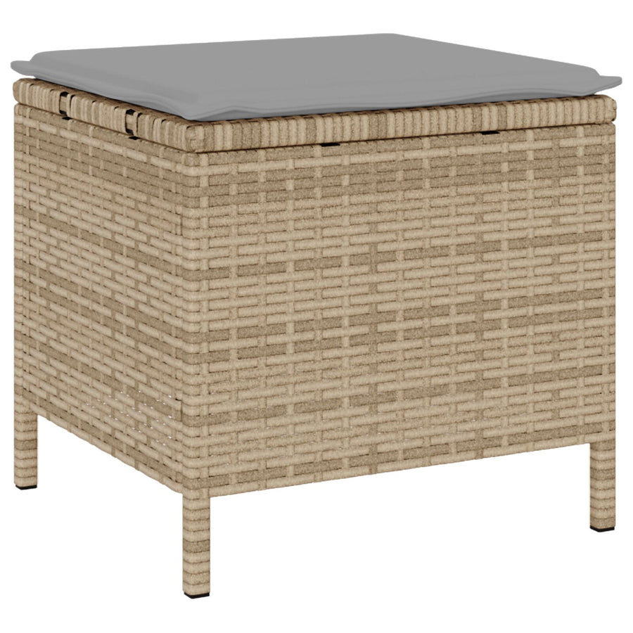 3-Delige Tuin Dining Set Met Kussens Poly Rattan Acacia 90 cm Beige en grijs 2 krukken