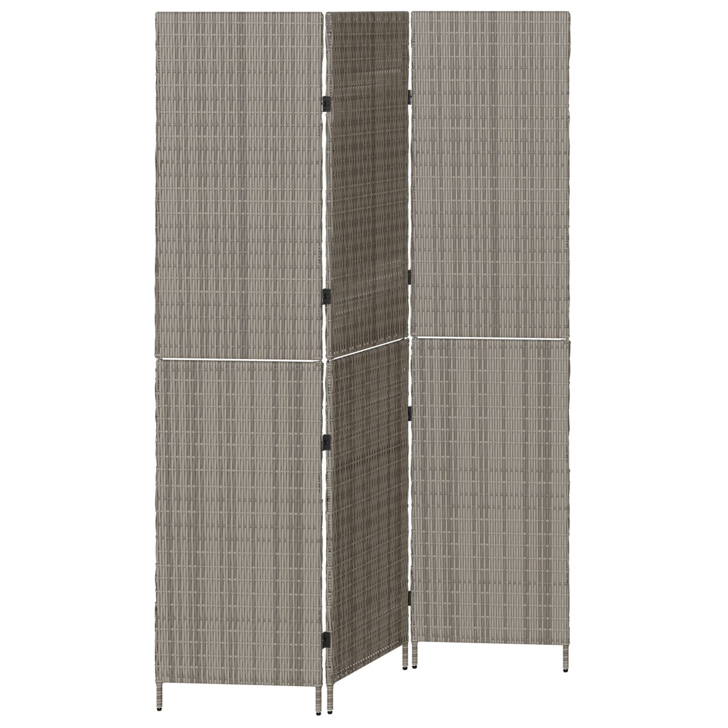 Kamerscherm Opvouwbaar 147X Poly Rattan 180 cm Grijs 3 panelen