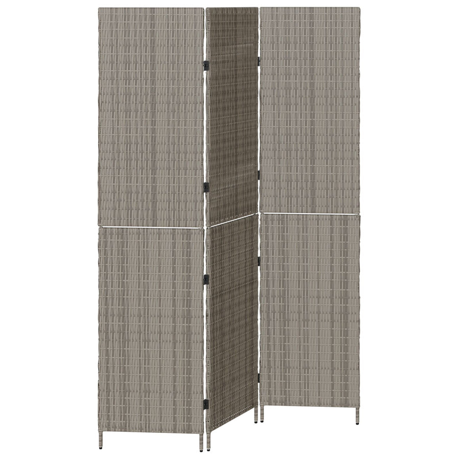 Kamerscherm Opvouwbaar 147X Poly Rattan 180 cm Grijs 3 panelen