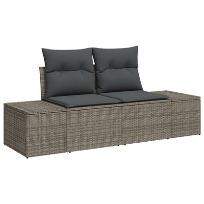 4-Delige Tuin Sofa Set Met Kussens Grijs Poly Rattan