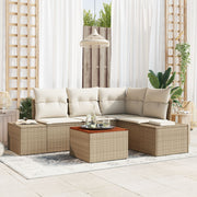 Tuinbankenset 5-delig polyrattan beige