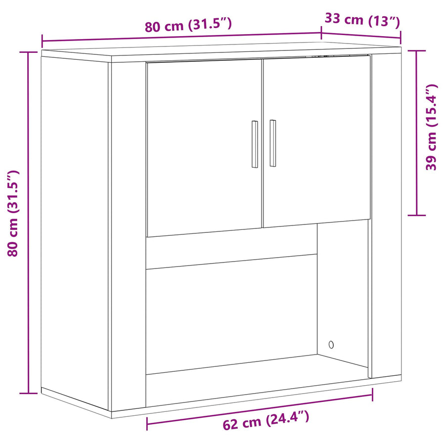 Wandkast 80X33X80 Cm Geengineerd Hout Oud hout