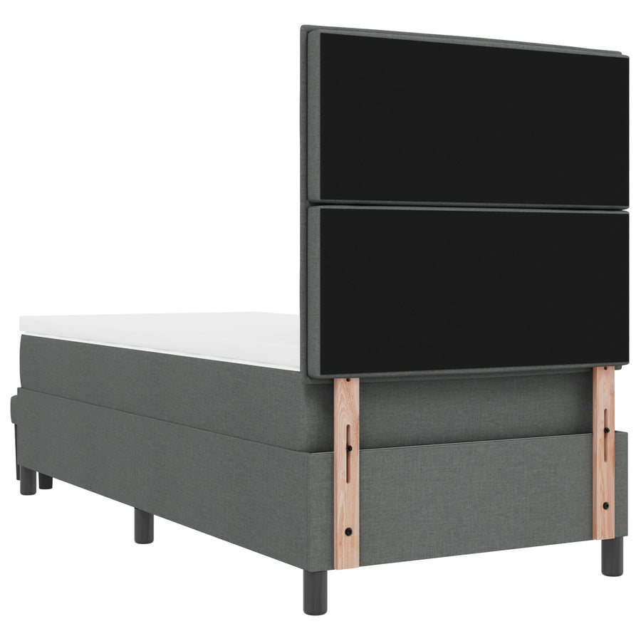 Boxspringbed Met Matras & Bank Stof Donkergrijs 100 x 200 cm Lijnen ontwerp