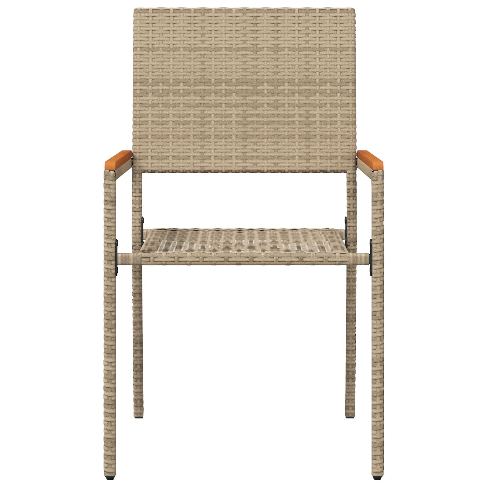 Stapelbare Tuinstoelen Met Kussens 2 Stuks Poly Rattan Beige Riet
