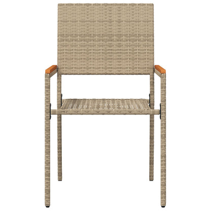 Stapelbare Tuinstoelen Met Kussens 2 Stuks Poly Rattan Beige Riet