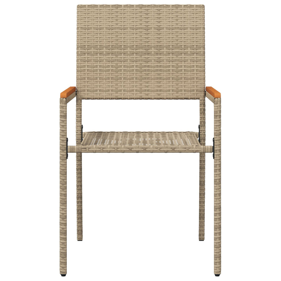 Stapelbare Tuinstoelen Met Kussens 2 Stuks Poly Rattan Beige Riet