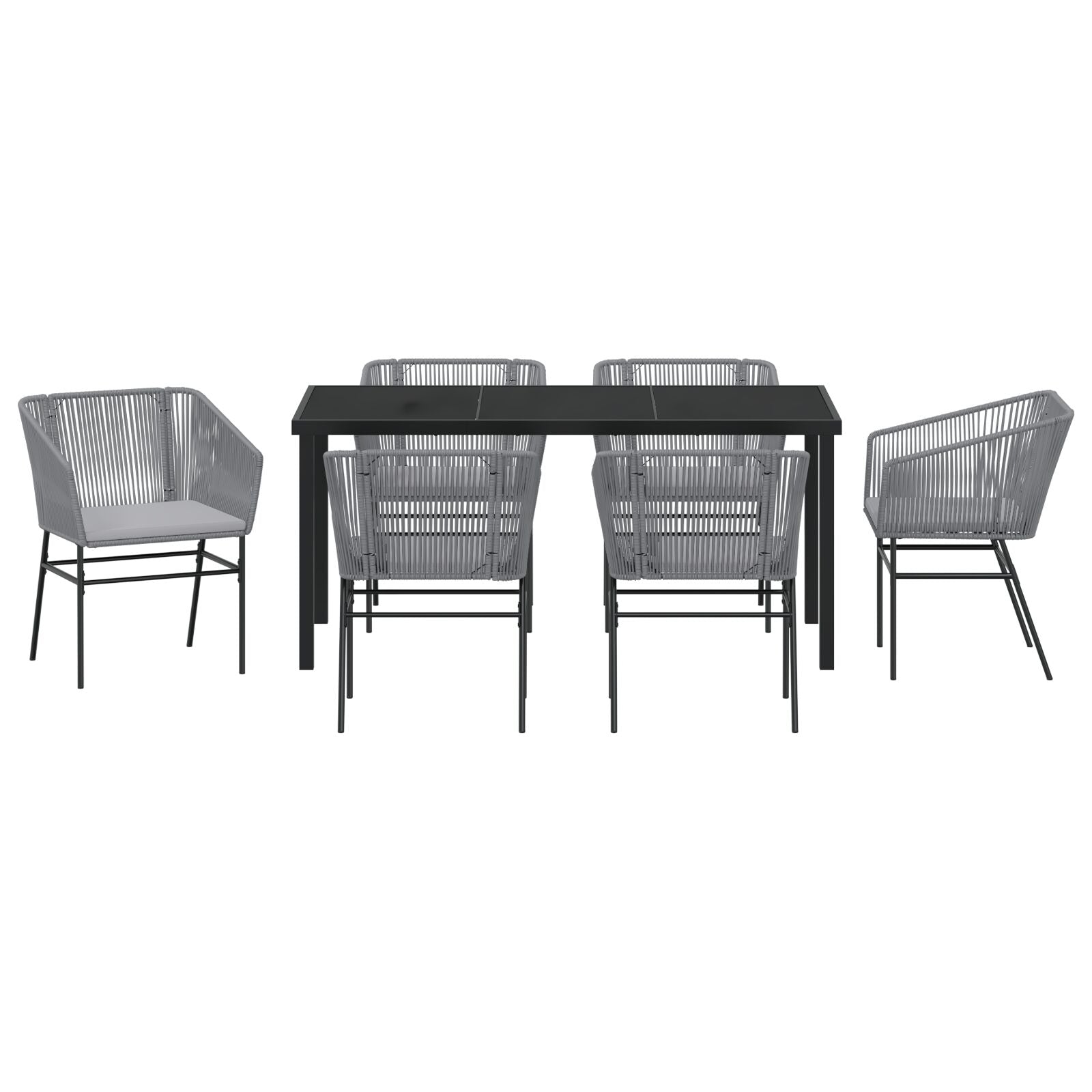 2-Delige Tuin Eetset Met Kussens Grijs Poly Rattan