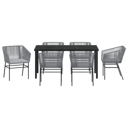 2-Delige Tuin Eetset Met Kussens Grijs Poly Rattan