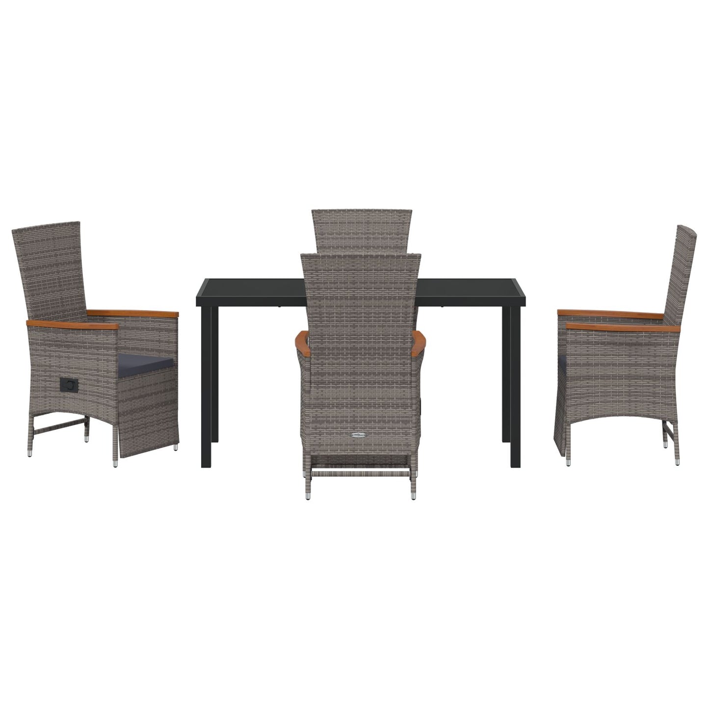 5 Delige Tuin Eetset Met Kussens Grijs Poly Rattan