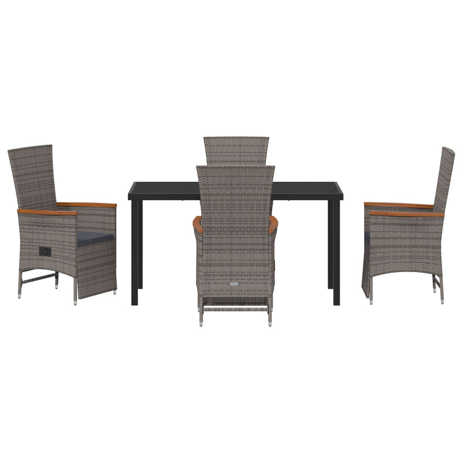 5 Delige Tuin Eetset Met Kussens Grijs Poly Rattan
