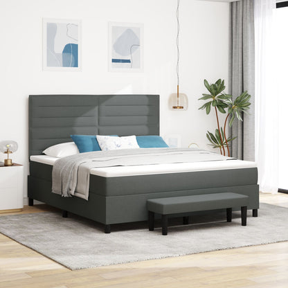 Boxspringbed Met Matras & Bank Stof Donkergrijs 180 x 200 cm Lijnen ontwerp