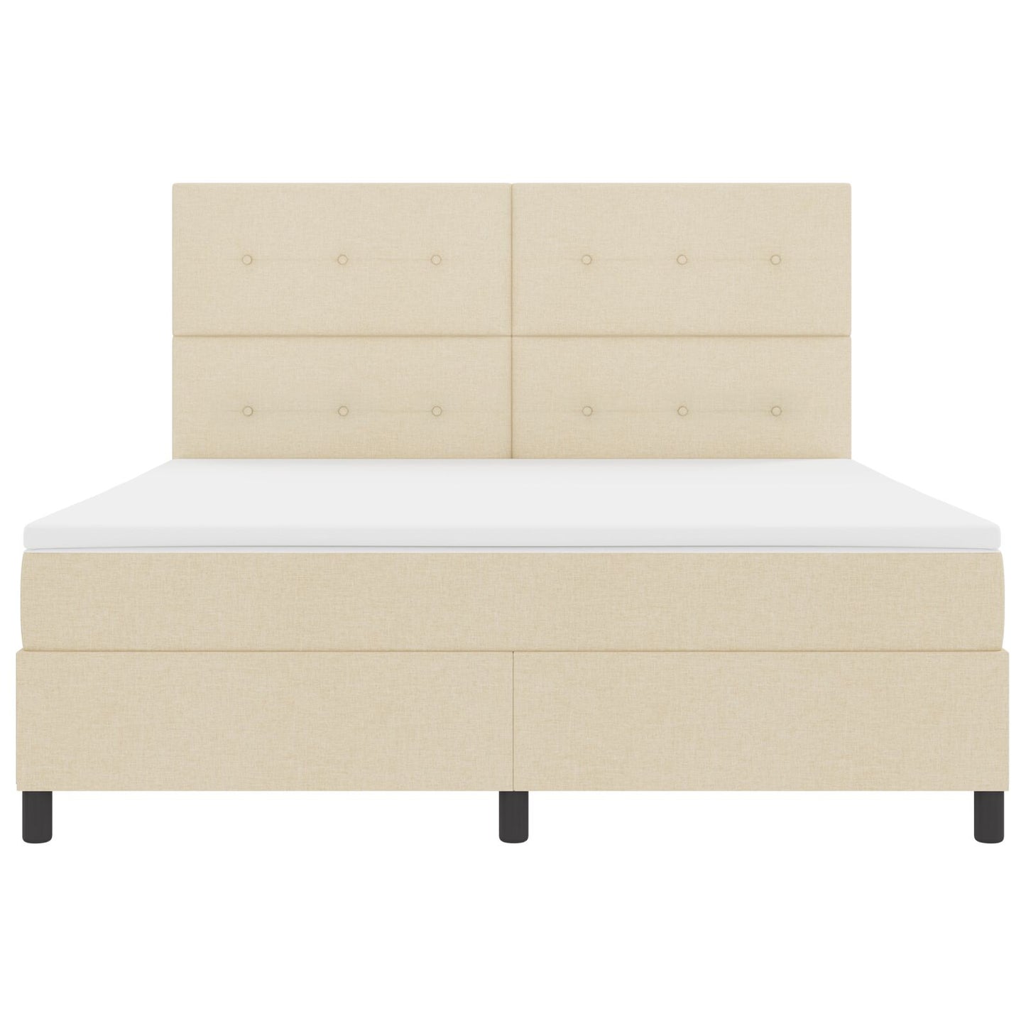 Boxspringbed Met Matras Super King Stof Crème 180 x 200 cm Knop tufted