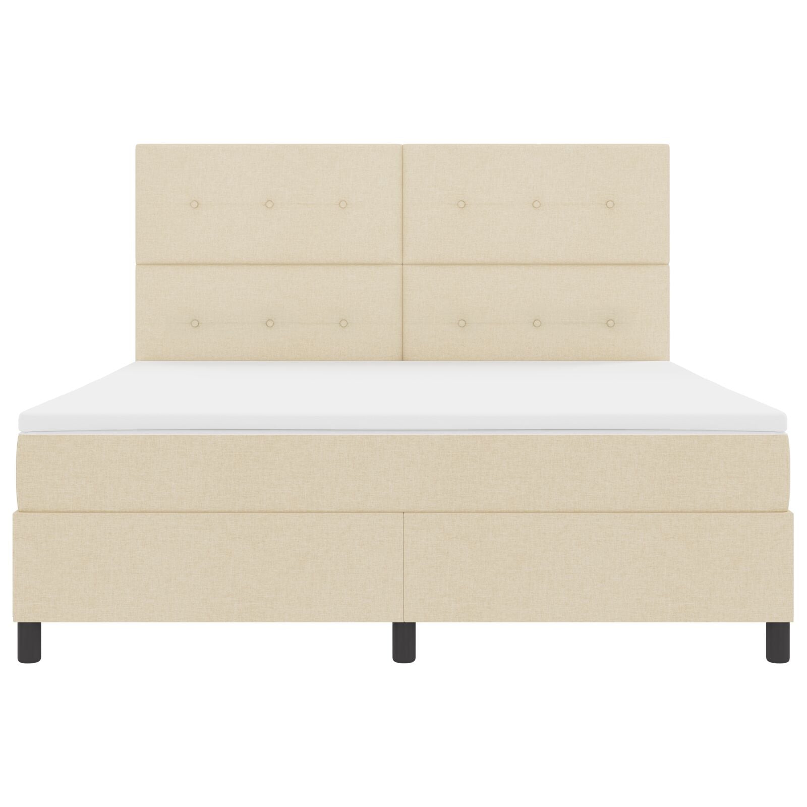 Boxspringbed Met Matras Super King Stof Crème 180 x 200 cm Knop tufted