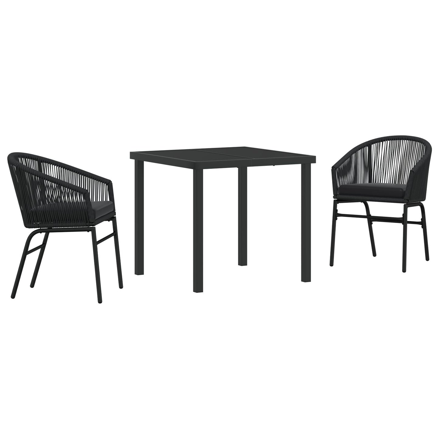 3-Delige Tuin Eetset Zwart Poly Riet