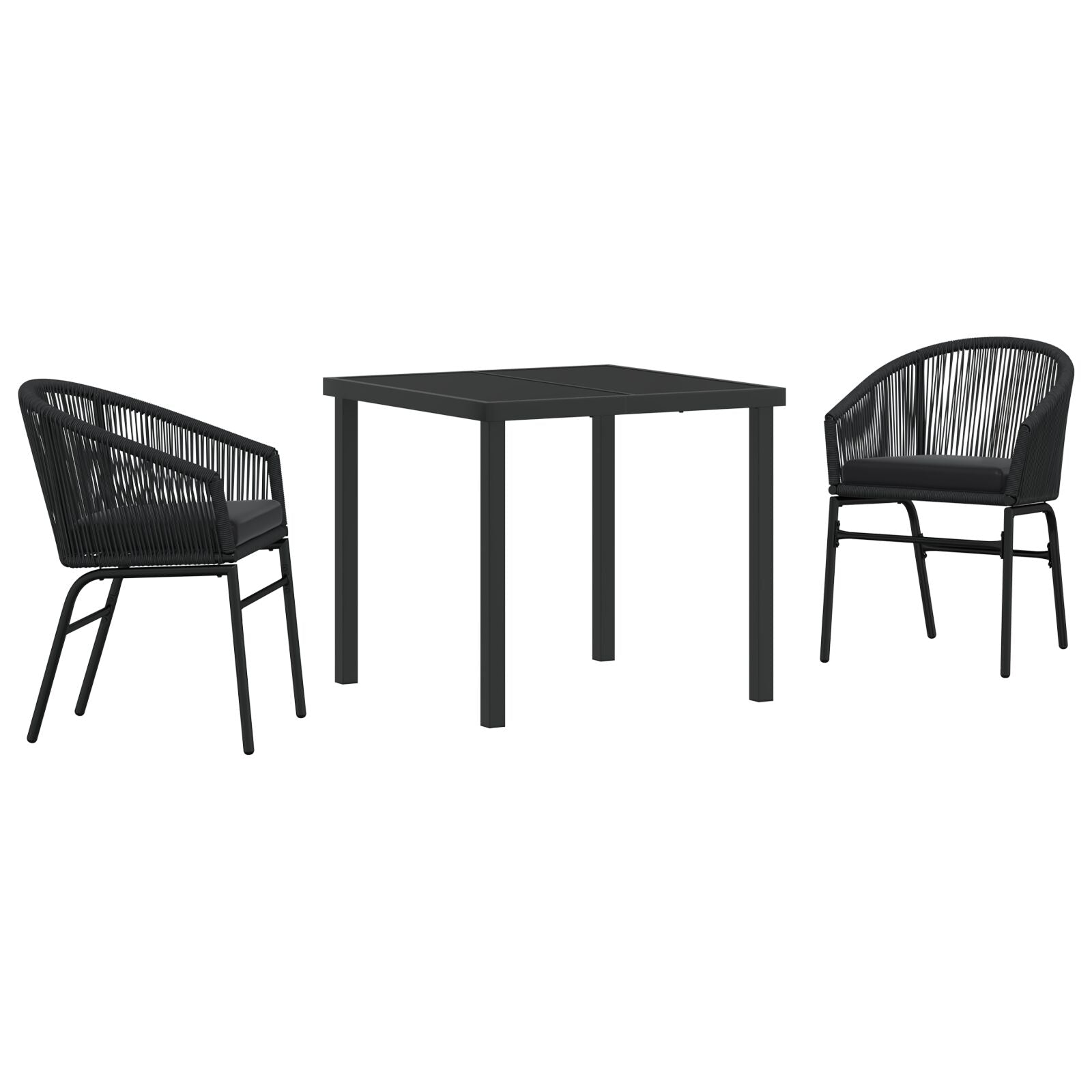 3-Delige Tuin Eetset Zwart Poly Riet