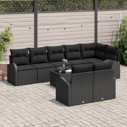 Set Van 9 Tuin Sofa Met Kussens Poly Rattan Zwart met tafel