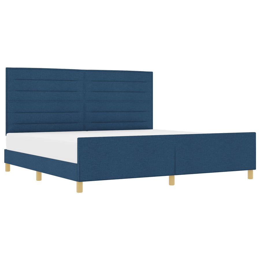 Bedframe Blauw 200X200 Cm Stof Crème
