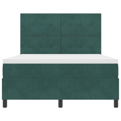 Boxspring Bed Met Matras Donker Groen 160X200 Cm Fluweel Blauw