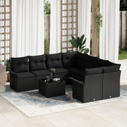 Tuinset poly rotan 8 personen zwart