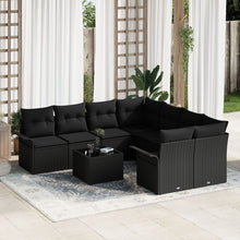 9-Delige Tuin Sofa Set Met Kussens Zwart Poly Rattan