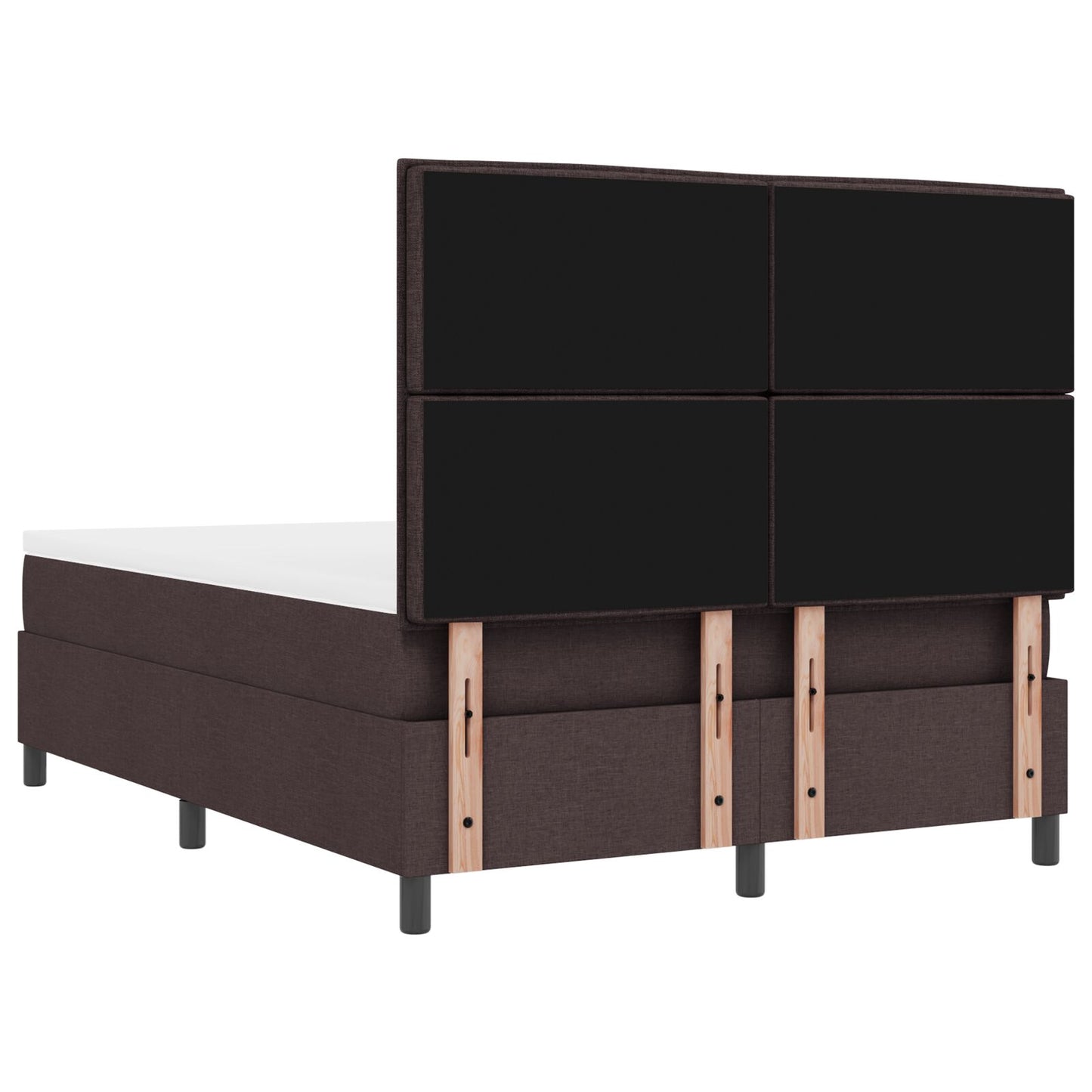 Boxspring Bed Met Matras & Bank Donkerbruin 140X190 Cm Stof Zwart