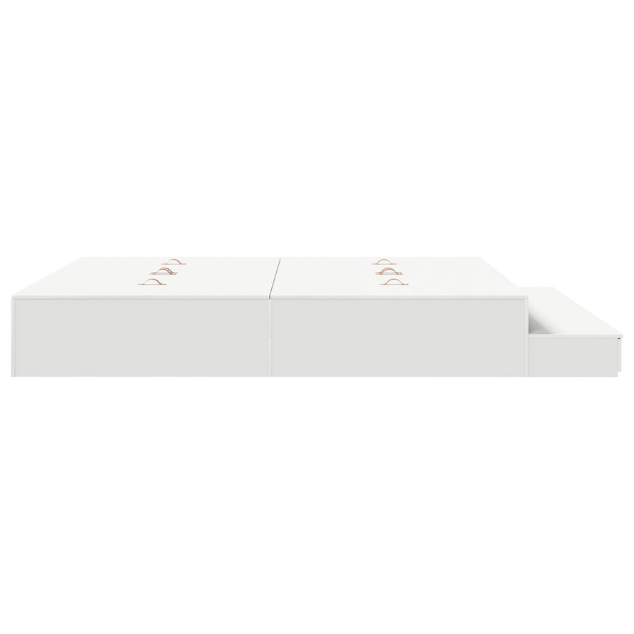 Opbergbedframe Wit Bewerkt Hout 236,5 X 200 X 31,5 Cm Artisanaal Eiken