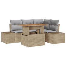 5-Delige Tuin Sofa Set Met Kussens Beige Poly Riet
