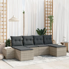 Garden Sofa Set with Cushion 6 pcs Light Grey Poly Rattan