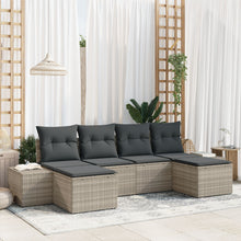 6-Delige Tuin Sofa Set Met Kussens Licht Grijs Poly Rattan