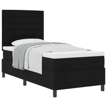 Boxspring Bed Met Matras Stof Zwart 100 x 200 cm Lijnen ontwerp