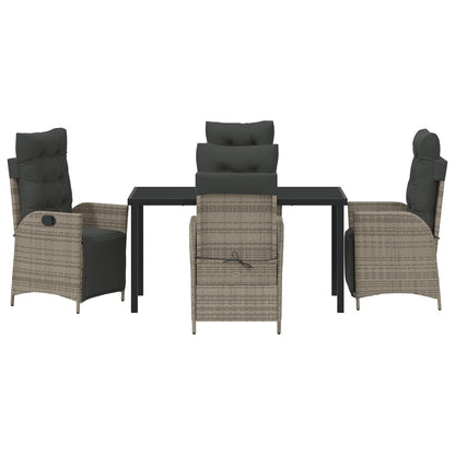 5-Delige Tuin Eetset Grijs Poly Rattan
