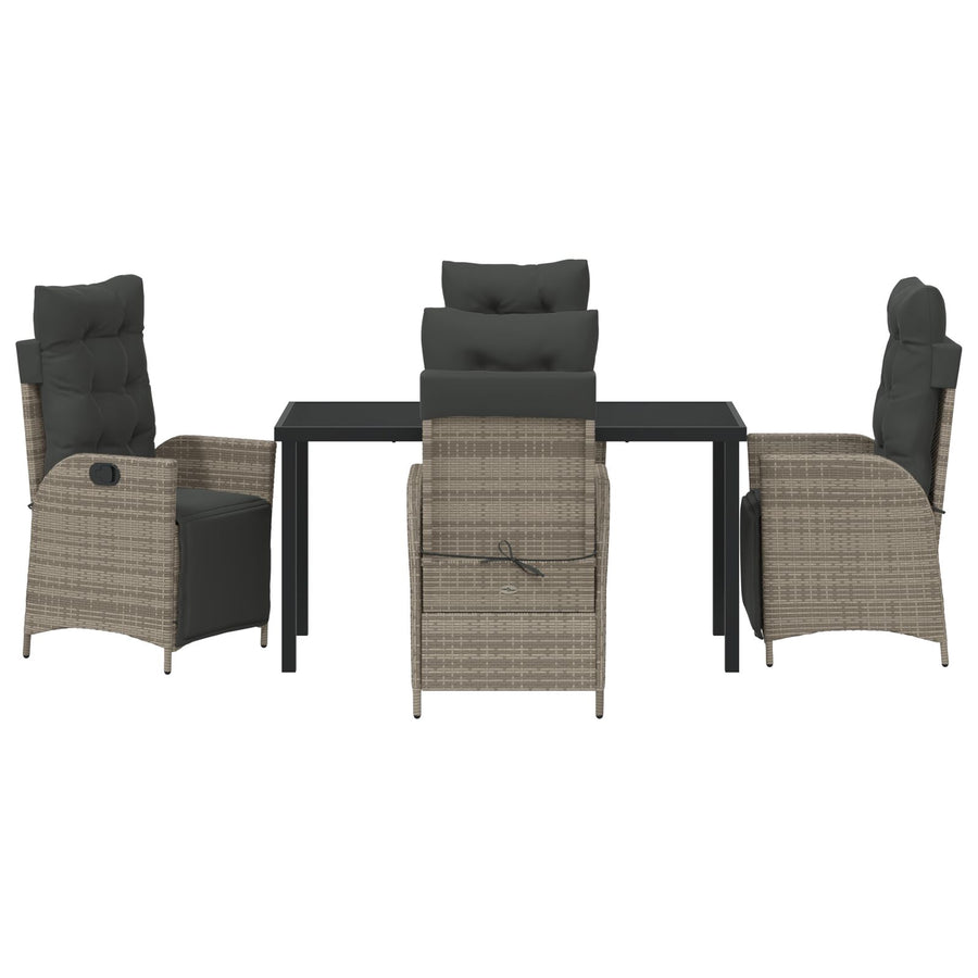 5-Delige Tuin Eetset Grijs Poly Rattan