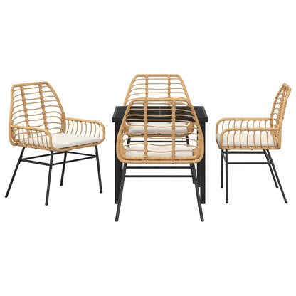 5-Delige Tuin Eetset Met Kussens Bruin Poly Rattan
