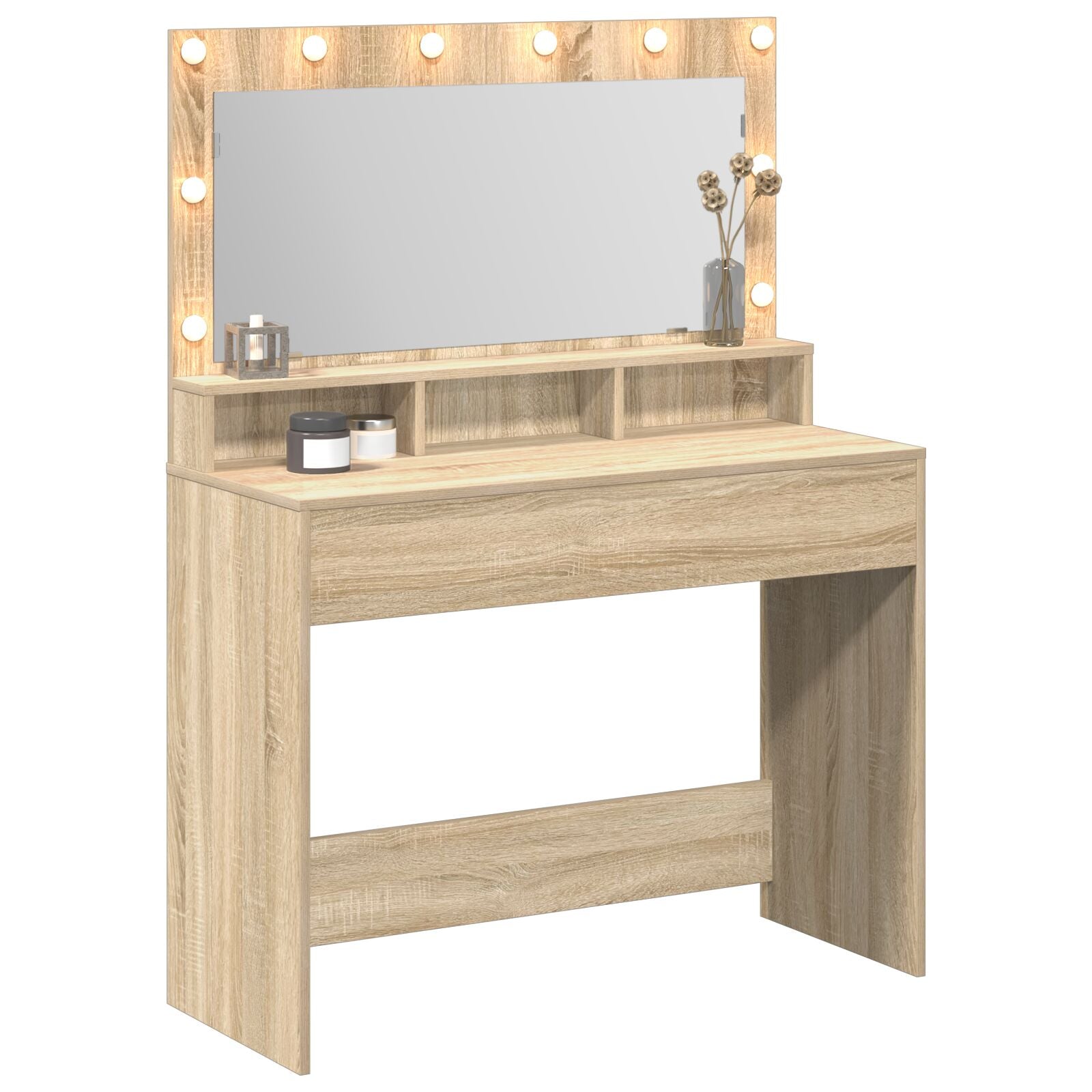 Kaptafel Met Led-Lampjes En Sonoma eik 100 x 41 x 135 cm