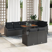 Loungeset tuin 9-delig zwart bruin teak